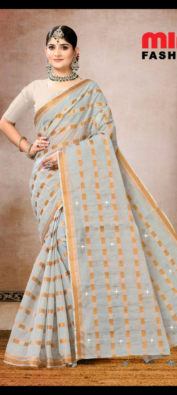 Minu Smart Siroski Emb Saree 470 - Gray, 5.5, 0.300