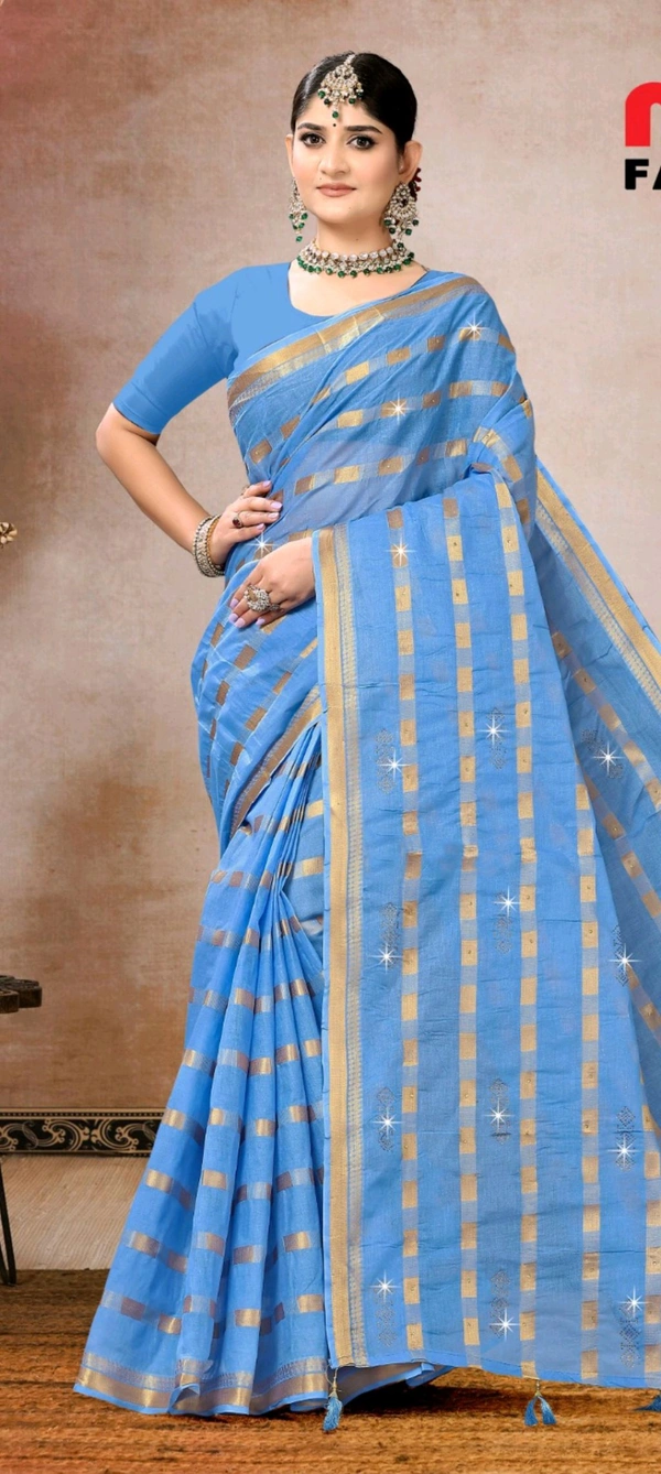 Smart Siroski Emb Saree 474 - Cornflower Blue, 5.5, 0.300