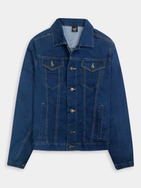 Soviet Mens Stretch Denim Jacket - Navy Blue, L