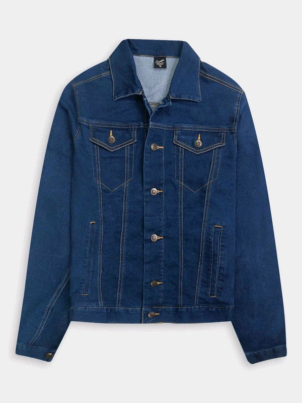 Soviet Mens Stretch Denim Jacket - Navy Blue, L