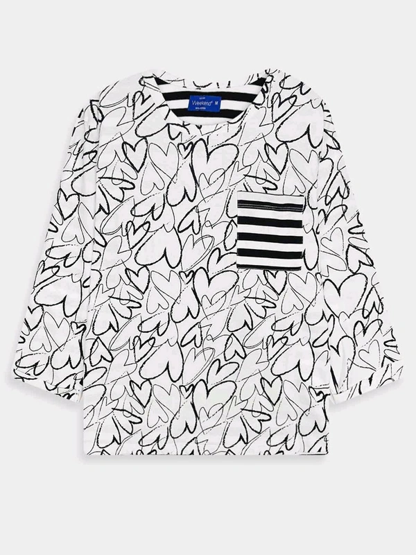 Weekend  Ladies 3/4th Sleeve AOP ToP 1C1 - White, M, 0.250