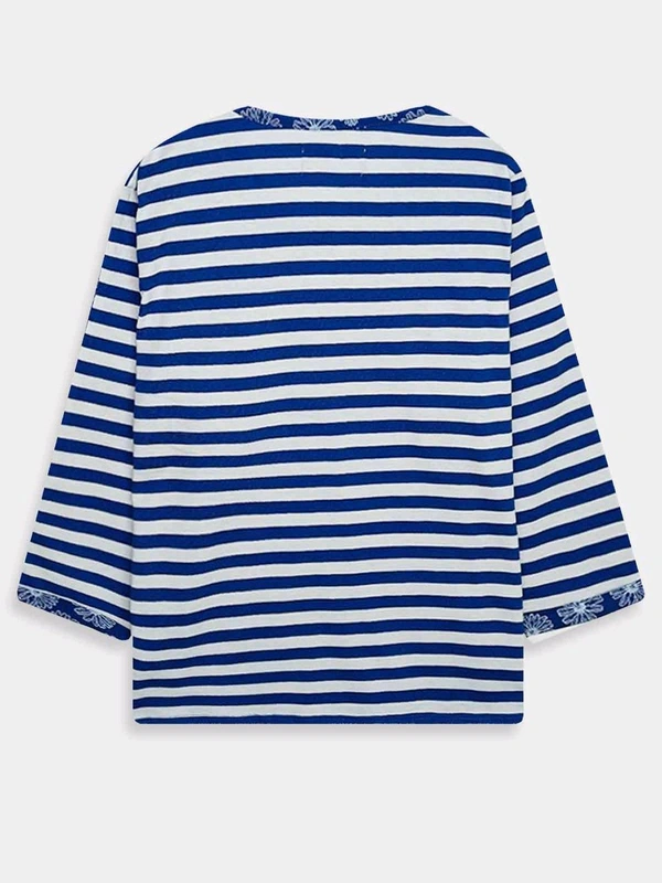 Ladies 3/4th Sleeve AOP ToP 1A1 - Eastern Blue, M, 0.250