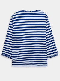 Ladies 3/4th Sleeve AOP ToP 1A1 - Eastern Blue, L, 0.250