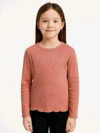 Litte Star Girls Ribbed Long Sleeve Top - Cameo, 3y