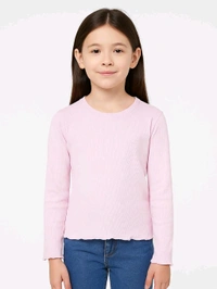 Litte Star Girls Ribbed Long Sleeve Top - Cameo, 3y