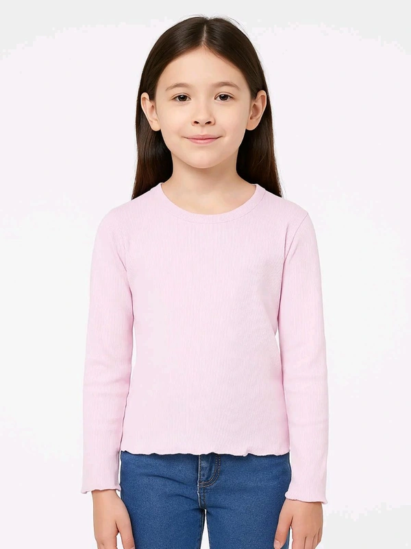 Litte Star Girls Ribbed Long Sleeve Top - Cameo, 4y
