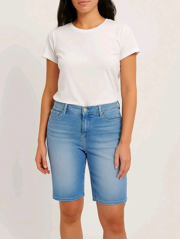St John's Bay Ladies Denim Bermuda Short - 33, Navy Blue