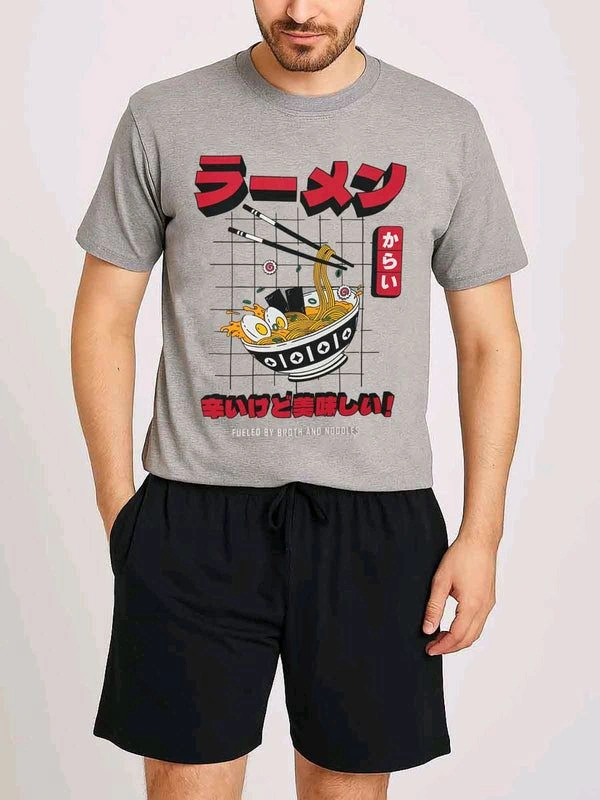 Sinsa Mans Printed Short Set 5A1 - Black, M