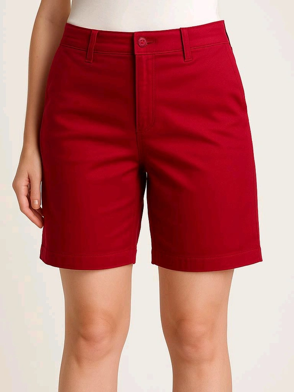 ST JOHN'S BAY Ladies Bermuda Woven Shorts 7B1 - Read / Black / Green, 38, O.300