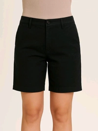 ST JOHN'S BAY Ladies Bermuda Woven Shorts 7B1 - Read / Black / Green, 38, O.300