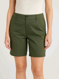 ST JOHN'S BAY Ladies Bermuda Woven Shorts 7B1 - Read / Black / Green, 38, O.300