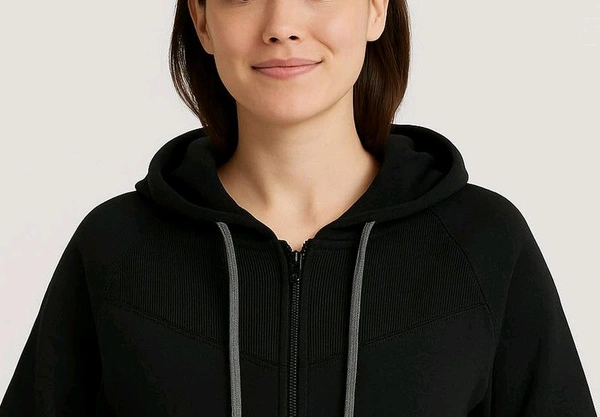 ENERRETICS  Ladies Hooded Full Zipper Sweatshirt 0A1 - Black, S, 0.550