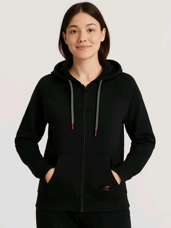 ENERRETICS  Ladies Hooded Full Zipper Sweatshirt 0A1 - Black, 2XL, 0.550