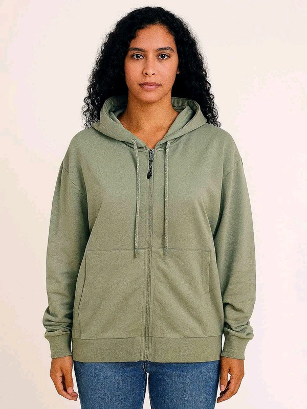 REDTAG Ladies Hooded Full Zipper Sweatshirt Olive 3A3 - As image, XL, 0.550