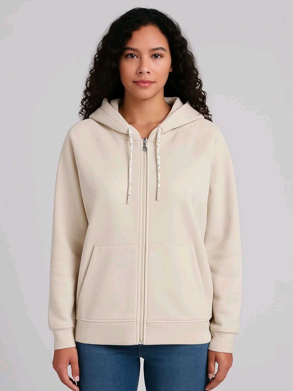 Ladies Hooded Full Zipper Sweatshirt Olive 3B3 - White, S, 0.550
