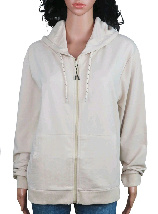 Ladies Hooded Full Zipper Sweatshirt Olive 3B3 - White, M, 0.550