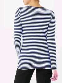 MarcPolo Ladies  Striped Long Sleeve To  - Black, XXS, 0.250