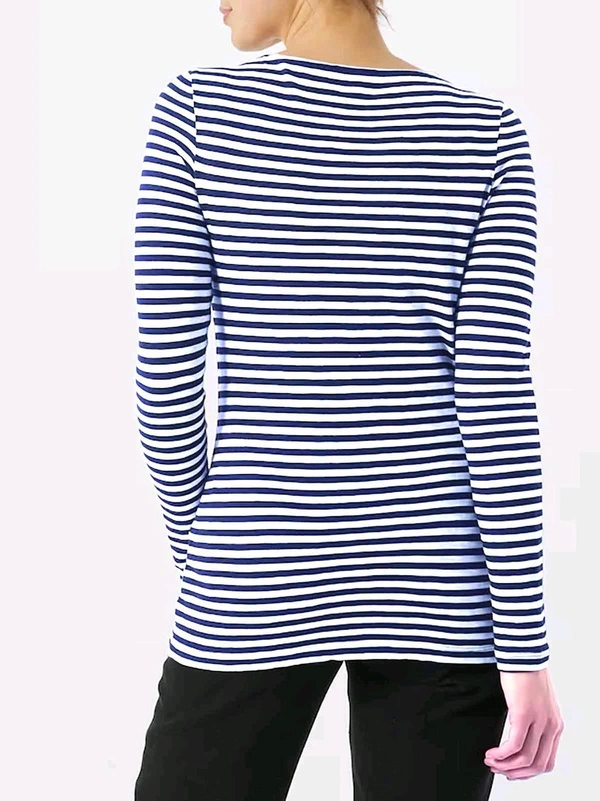 MarcPolo Ladies  Striped Long Sleeve To  - Black, XXS, 0.250