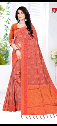 Minu Tissue Kanjivaram Fancy Saree  887 - Wild Watermelon, 6 mc, 0.500