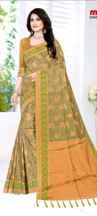 Minu Tissue Kanjivaram Fancy Saree  887 - Wild Watermelon, 6 mc, 0.500