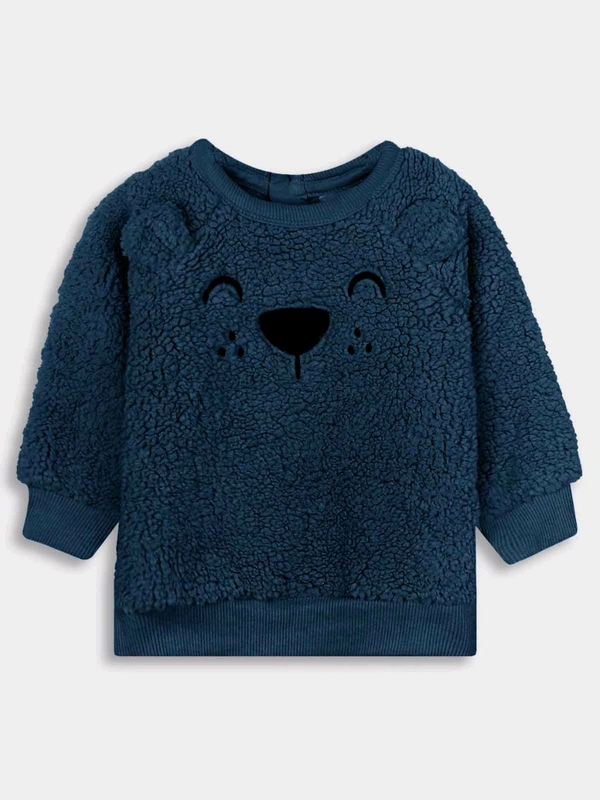 Sprout Babiies Sherpa Fleece Navy Pullover5B1 - Blue, 3/6m