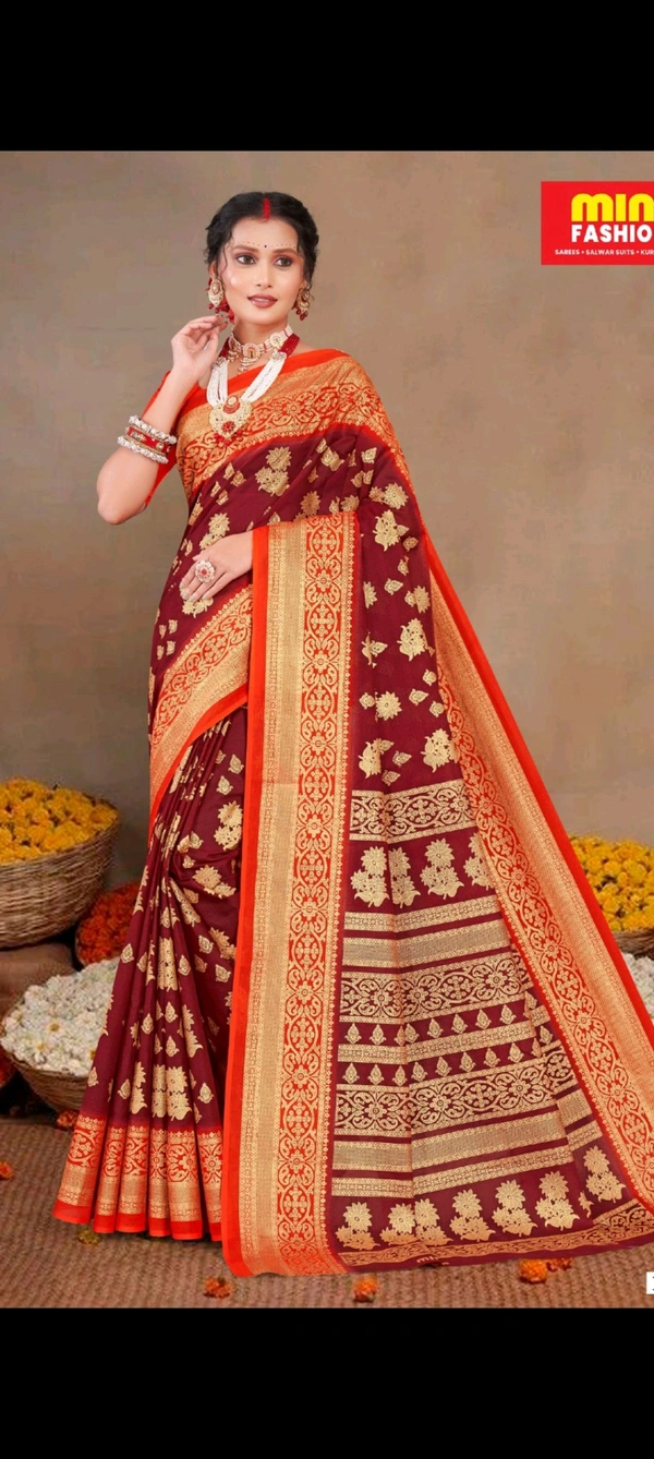 Gold Star (Vol-3) saree (Malai cotton)959 - 5.5, Saree, Maroon