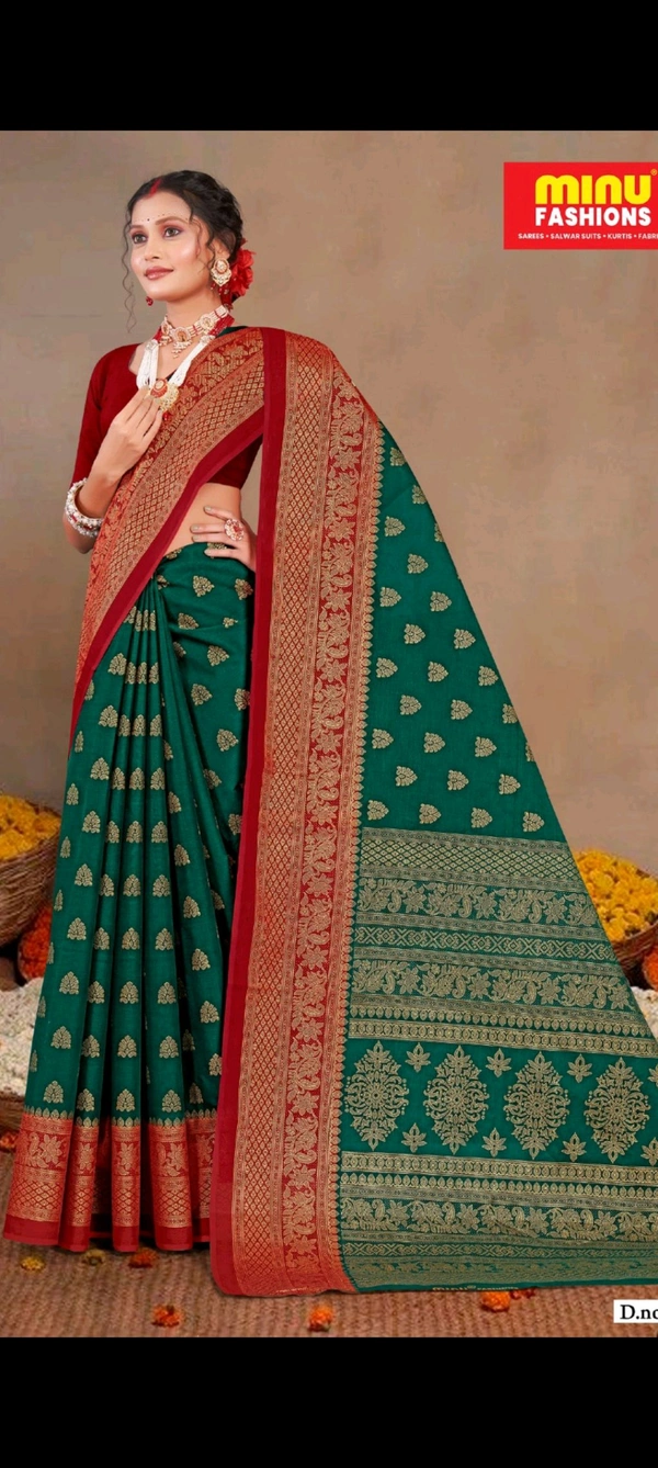 Minu Gold Star (Vol-3) saree (Malai cotton)005 - green, 5.5, Saree