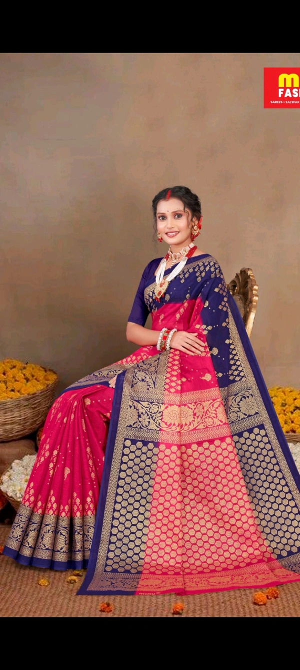 Minu Gold Star (Vol-3) saree (Malai cotton)966 - Wild Watermelon, 5.5, Saree