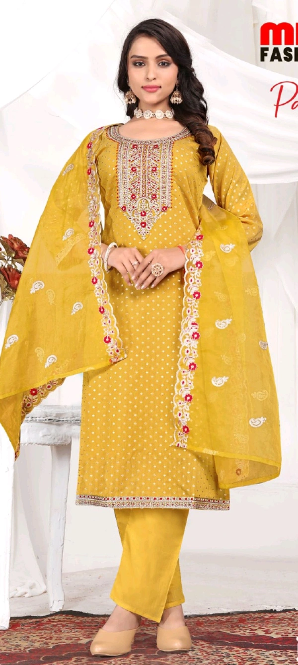 Minu Pakhi Stiched Suit 001 - Yellow Orange, 2XL, Suit