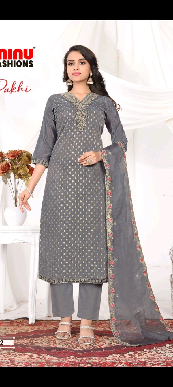 Minu Pakhi Stiched Suit 008 - Gray, XL, Suit