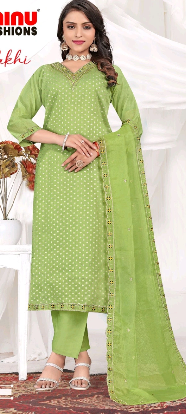 Minu Pakhi Stiched Suit 009 - L, Suit, Mint Green