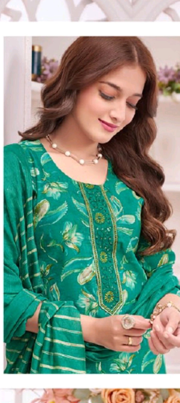 Minu Royal Style Stitched Suit 004 - Blue Stone, 2XL, Kurti Set