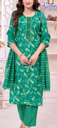 Minu Royal Style Stitched Suit 004 - Blue Stone, 2XL, Kurti Set