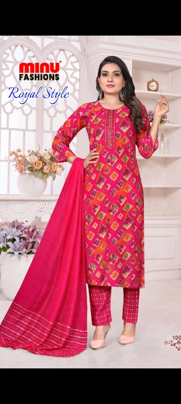 Minu Royal Style Stitched Suit 005 - Mandy, L, Kurti Set