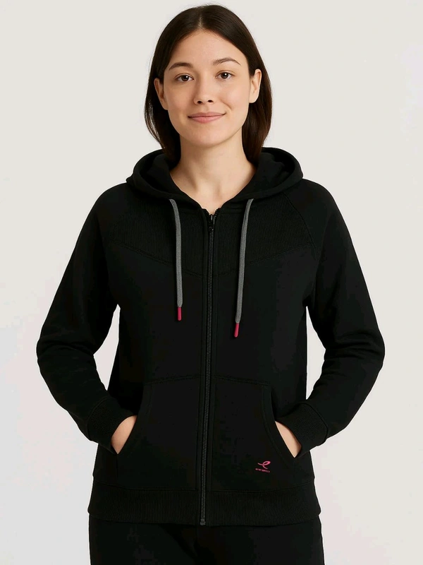 Ladies Hooded Full Zipper Sweatshirt 0A1 - Black, M, 250