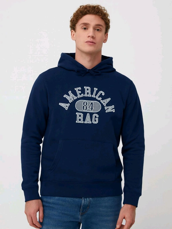 American  Mens Hooded Pullover Navy Sweatshirt 8A2  - Navy Blue, L