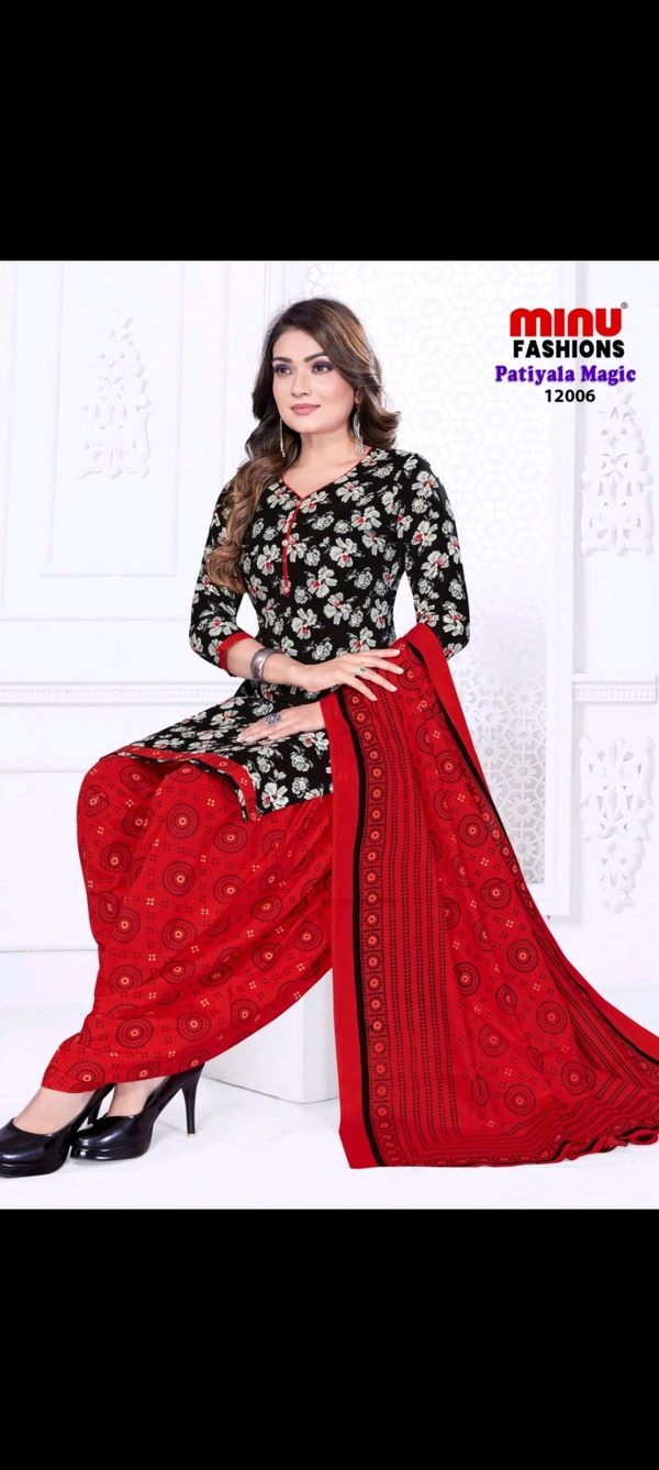 Patiala Magic Stitched Suit 006 - Red, L, Suit