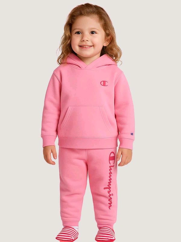 Champion  Girls Fleece Hooded Egg Plant  Jogging Set5C3 - Heliotrope, 4Y