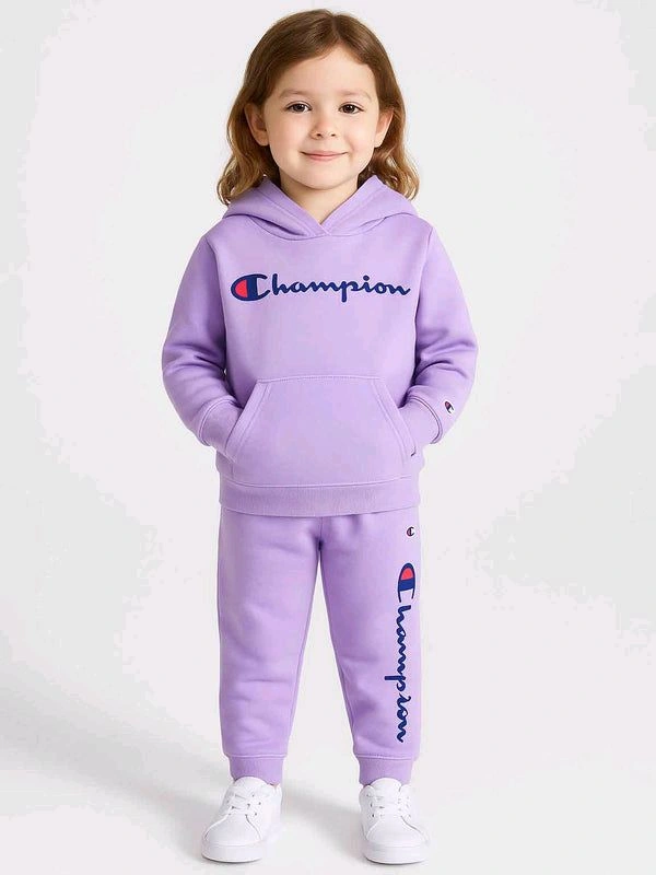 Champion  Girls Fleece Hooded Egg Plant  Jogging Set5C3 - Heliotrope, 6Y