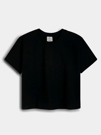 Real Essentials Ladies French Terry Navy Crop Top 3C1 - Brown, M, Crop Top