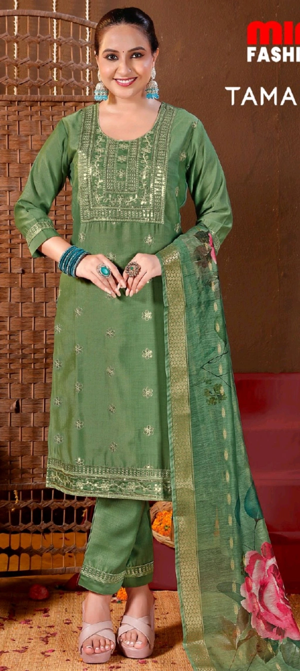 Minu Tamanna Vol 2 Stiched 005 - Nutmeg Wood Finish, XL, Kurti With Bottom