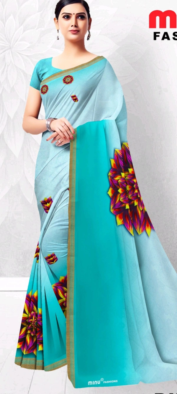 Minu ITALION CROPE FANCY SAREE 42-B - Fuchsia Pink, 5.5, Saree