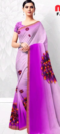 Minu ITALION CROPE FANCY SAREE 42-B - Fuchsia Pink, 5.5, Saree