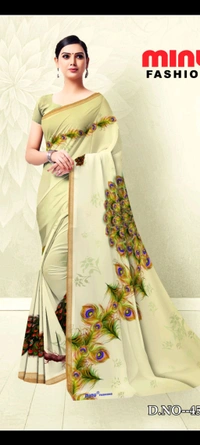 Minu ITALION CROPE FANCY SAREE 42-B - Fuchsia Pink, 5.5, Saree