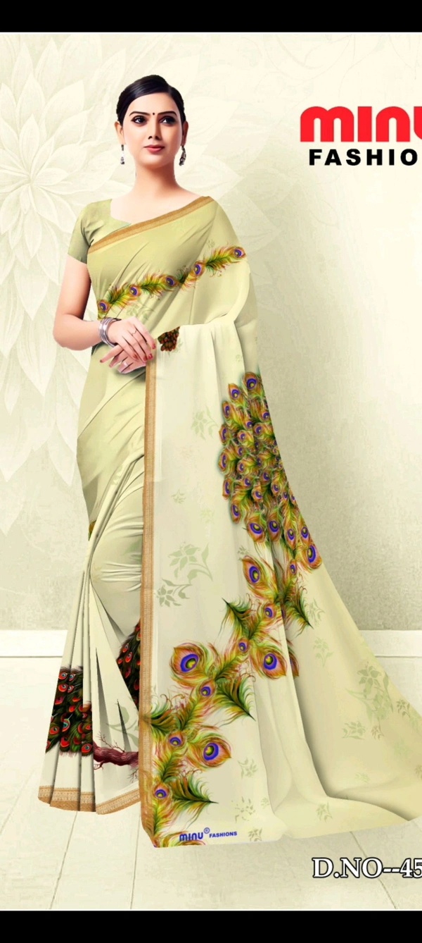 Minu ITALION CROPE FANCY SAREE 42-B - Fuchsia Pink, 5.5, Saree