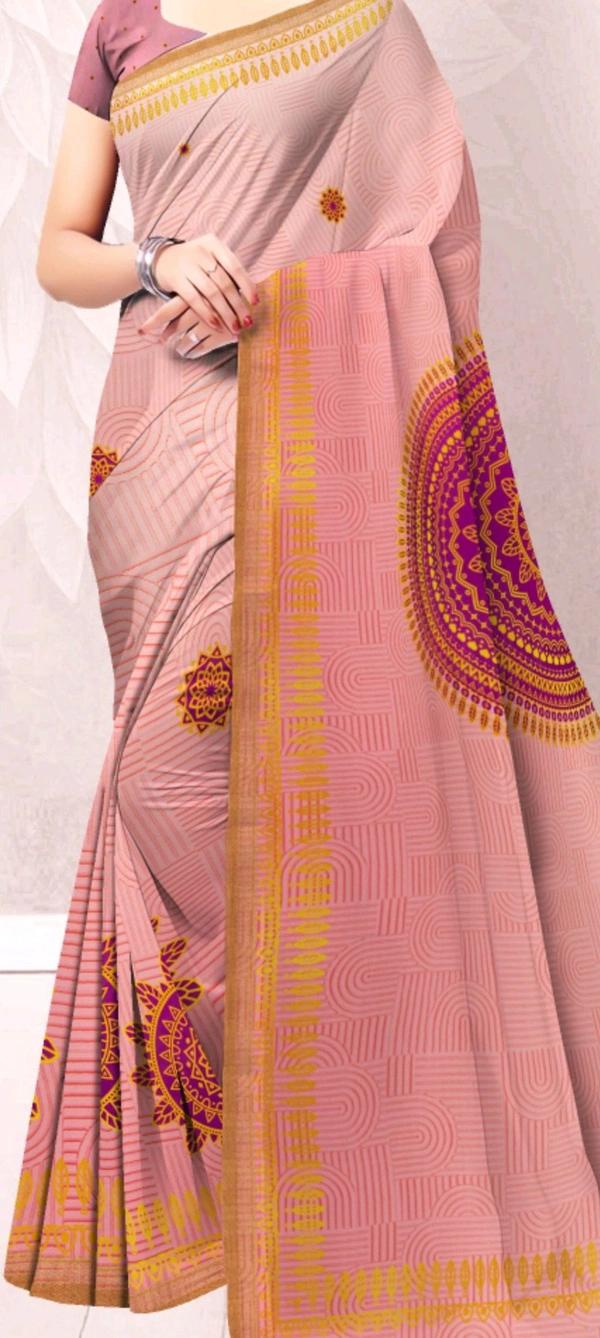 Minu ITALION CROPE FANCY SAREE 42-B - Fuchsia Pink, 5.5, Saree