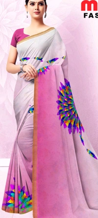 Minu ITALION CROPE FANCY SAREE 42-B - Mint Green, 5.5, Saree