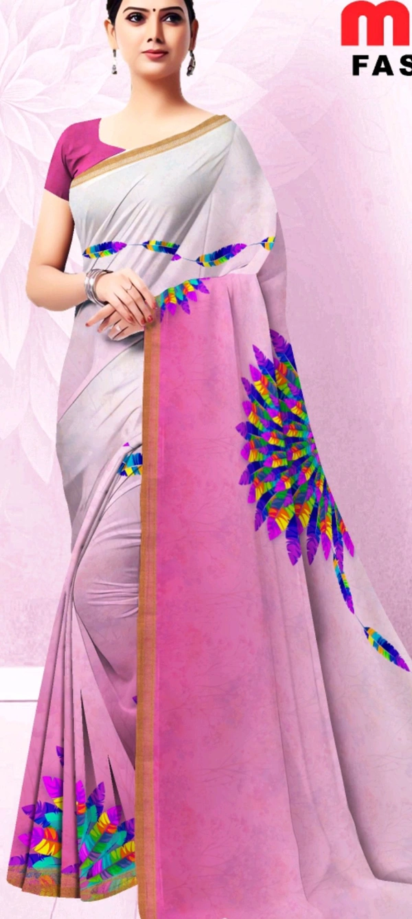 Minu ITALION CROPE FANCY SAREE 42-B - Mint Green, 5.5, Saree