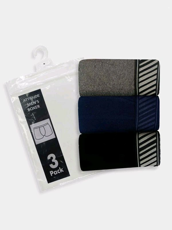 Attitude  Mens Outer Elastic 3 Pack Boxers 3A2 - As Image, S