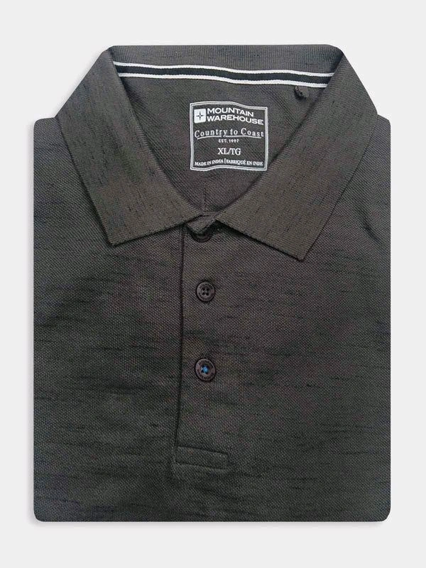 Mountain Warehouse  Mens SlubTextured Olive Polo Shirt 2B1 - As Image, XL